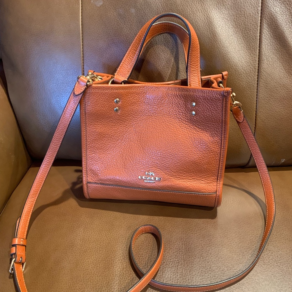 BOMBSHELL SALE!🌼 COACH LTHR TOTE SATCHEL DEEP BRIGHT LIVELY SUNSET PUMPKINY $375 - Picture 10 of 11
